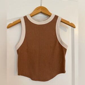 Two-Tone Ribbed Crop Top